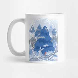 Tiny bunny under the Christmas tree. Mug